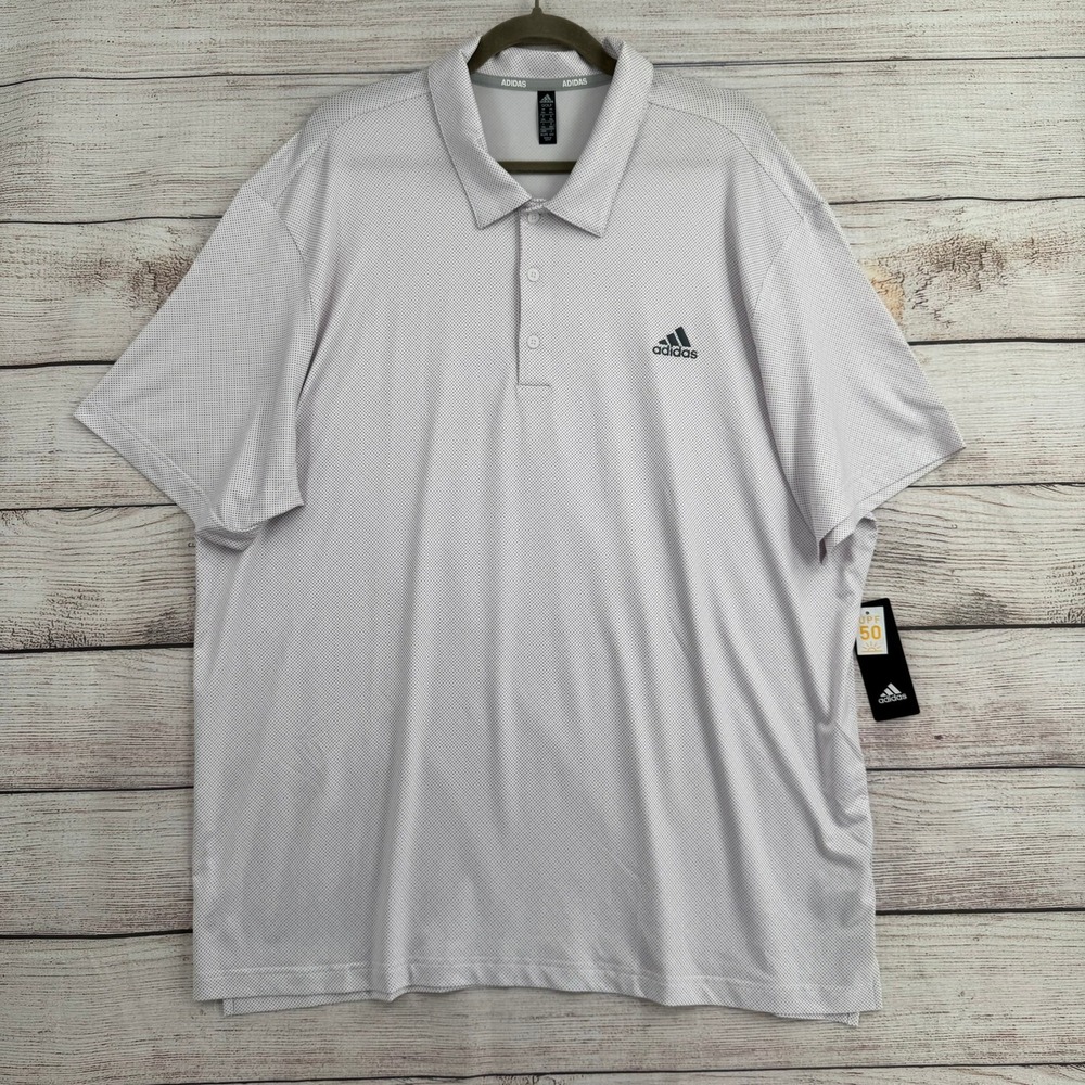 Adidas Golf Polo Mens 2XL White Ultimate Dot Print ADVR0792 UPF 50
